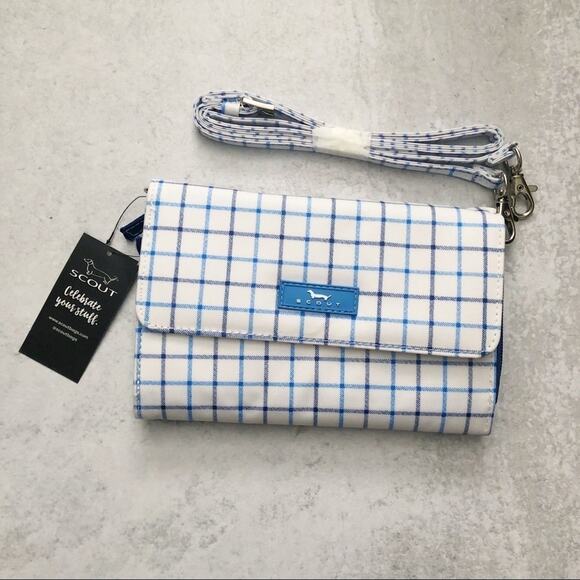 Scout Handbags - Scout Blue Graph Out Loud Print Small Decker Crossbody Bag NEW